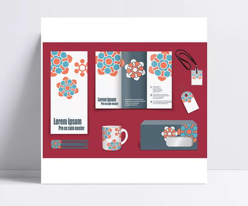 翱翔设计服务 粉色花形VI模板，打造企业品牌视觉识别系统